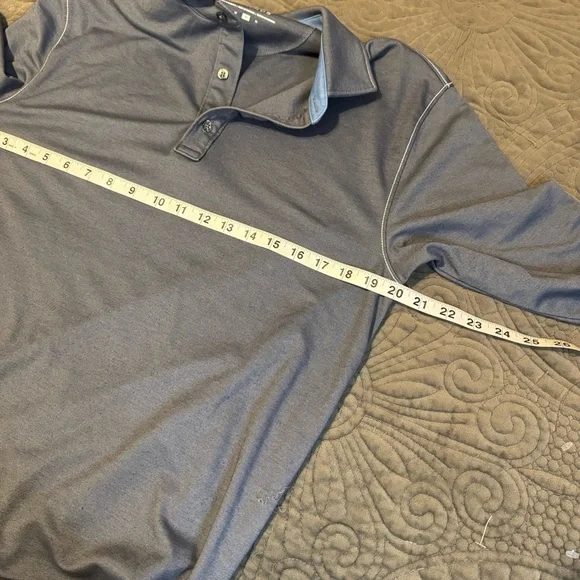 Classic Blue/Gray Long Sleeve Polo Shirt - Picture 9 of 11